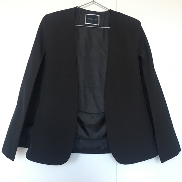 Another Story Cap Sleeve Open Front Black Blazer M - Picture 4 of 9